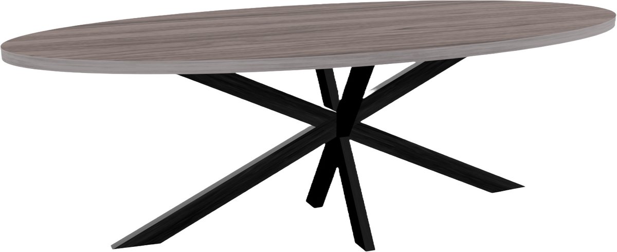 Eettafel ovaal melamine 240cm Tommy grijs ovale tafel