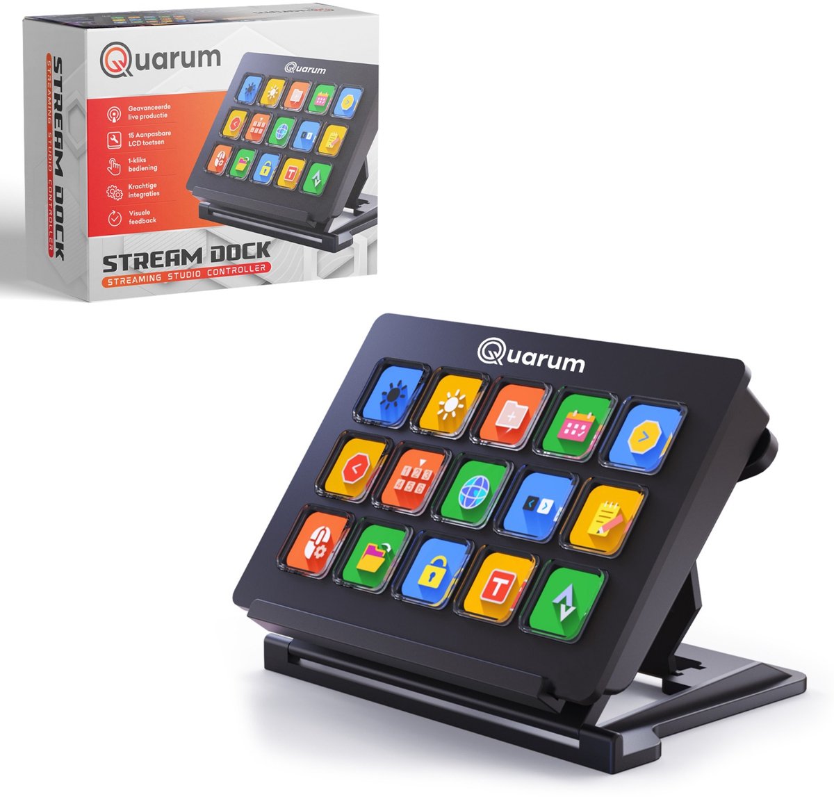 Quarum Stream Dock – Streaming Controller – 15 LCD Toetsen – RGB – USB-C