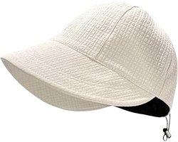 Zonnehoed - Opvouwbare zonnehoed voor dames - Zomerse strohoed met brede rand - Lichtgewicht zomerhoed - Geschikt voor strand en buitenactiviteiten - [Gebroken wit] - UV 50+ zonbescherming