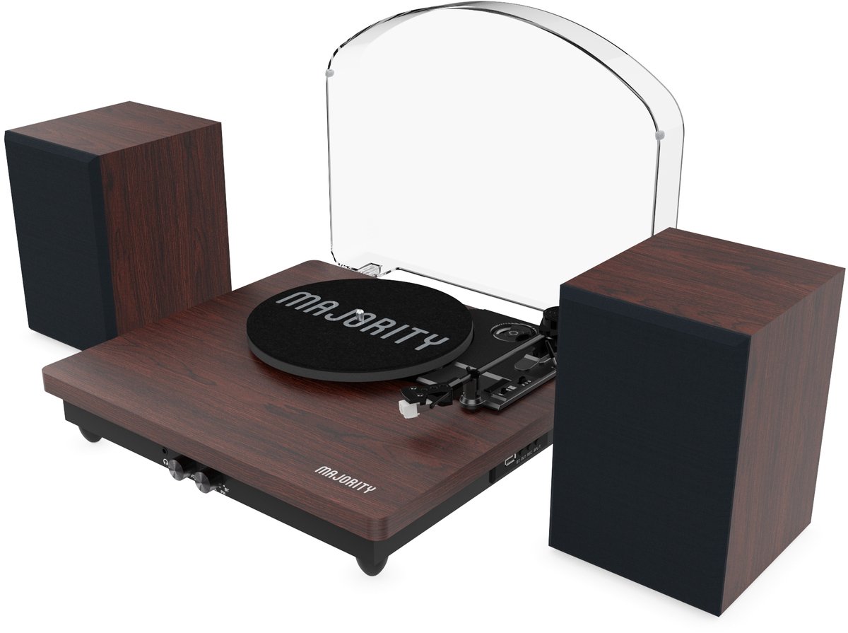 Majority Moto Plus - Platenspeler met Luidsprekers - Trillingsdempend - Bluetooth - Stereo - Hout