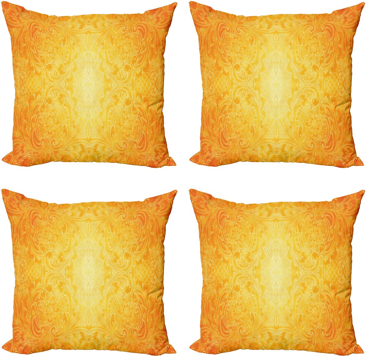 ABAKUHAUS Oranje Decoratieve Kussenhoes 4-pak, Antieke Bloemversiering, Modern Accent Dubbelzijdig Digitaal Print, 40 x 40 cm, Marigold Calendula