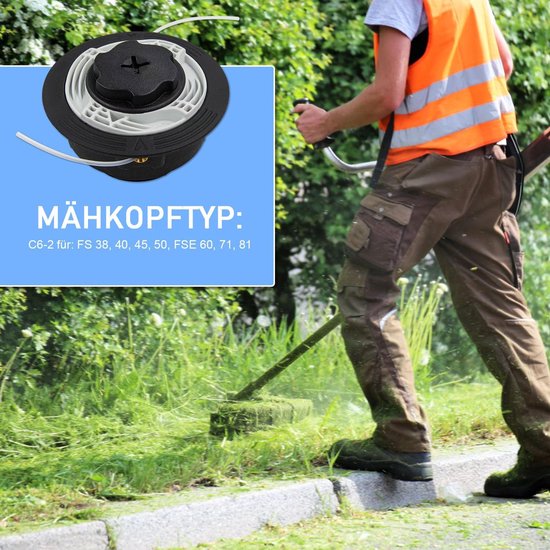 Set van 2 Autocut C6-2 maaikoppen met 2 schroefdraden - 2,0 mm - vervangt 4006 710 2126 - geschikt voor FS 38, 40, 45, 50, FSE 60, 71, 81, enz. - voor maai- en pleisterwerk — afbeelding 2