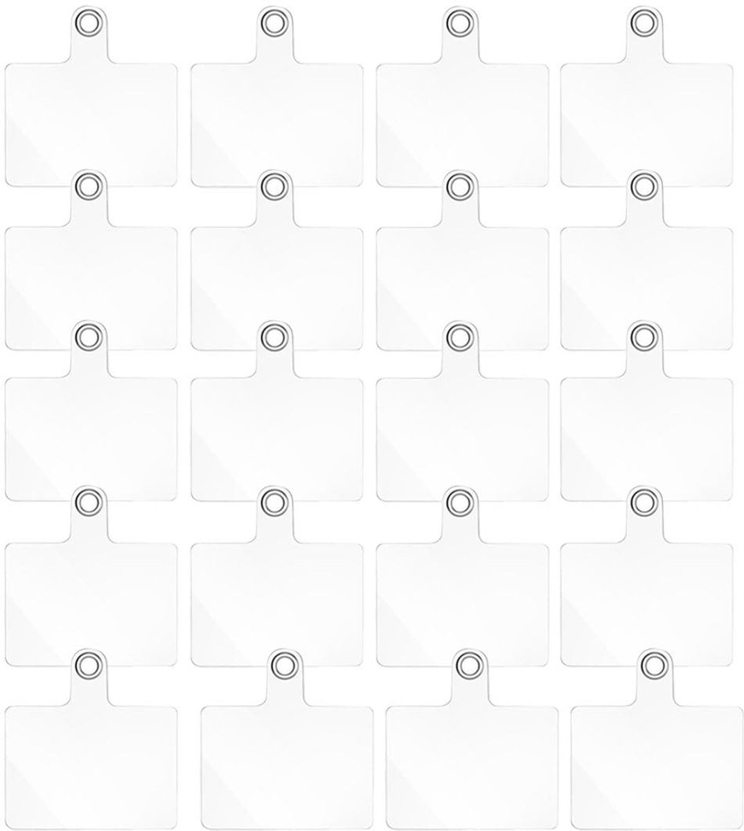 Allecto - Telefoonkoord - Universele telefoonketting - 20 stuks - Kunststof - Telefoonkoord-pads - Geschikt voor de meeste smartphones - 5.5 centim...