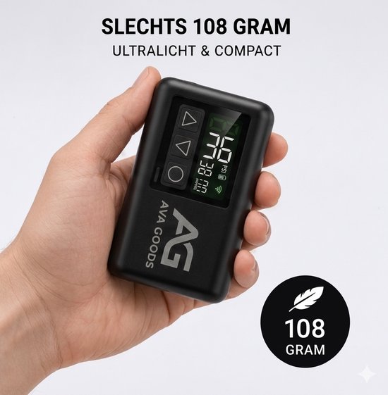 AvaGoods elektrische fietspomp XS - Digitaal display - 108 gram - Mini Luchtcompressor - Bandenpomp - Ballenpomp - USB-C Oplaadbaar van Merkloos — afbeelding 3