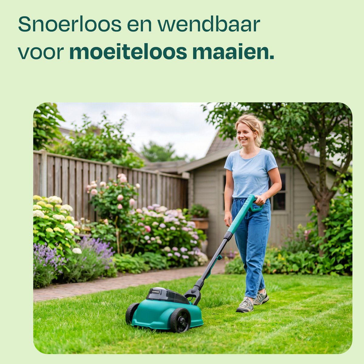 VONROC Mini Elektrische Grasmaaier 20V – 22 cm – Maaien en mulchen in één - Drie instelbare maaihoogtes: 30mm, 40mm, 50mm –- Incl. reinigingstool - Zonder accu en lader – foto 6