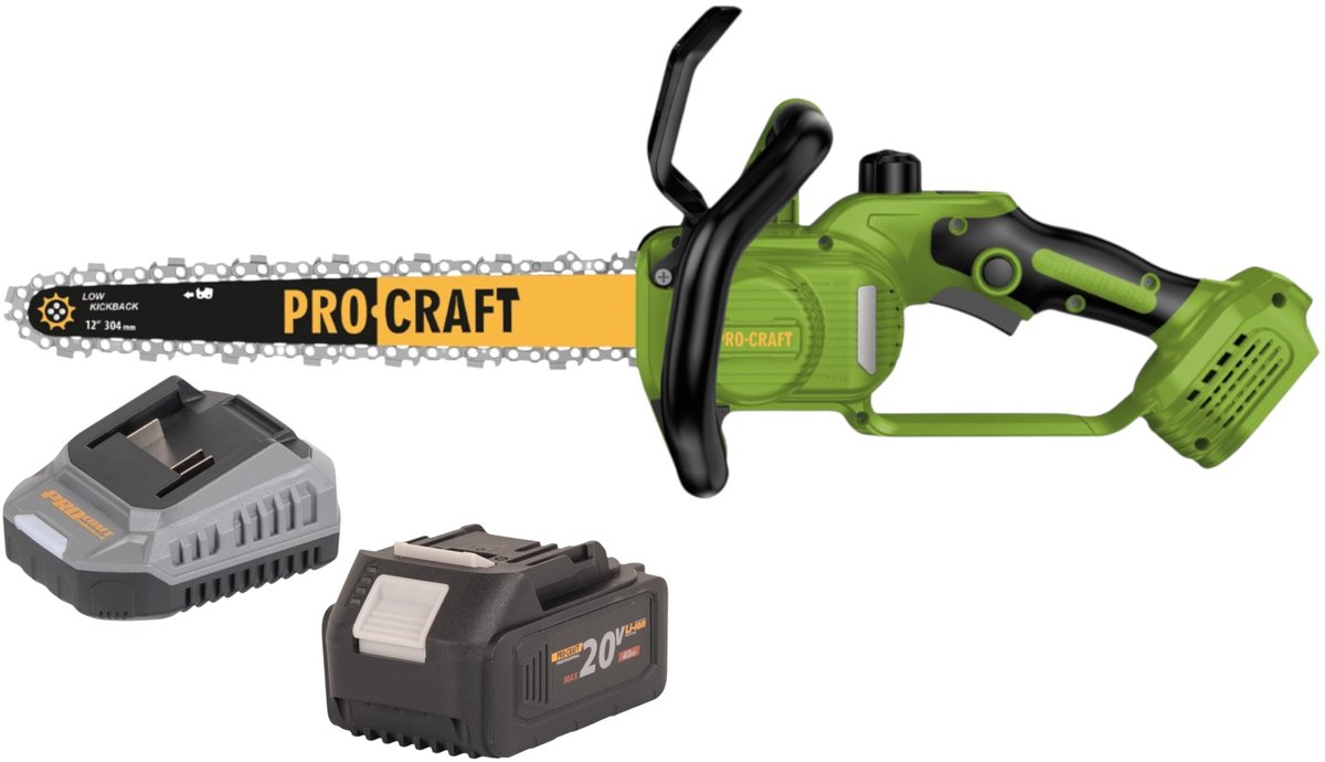 Procraft PKA33-BB accu-kettingzaag 20 V 304 mm borstelloos + 1x accu 4,0 Ah + oplader