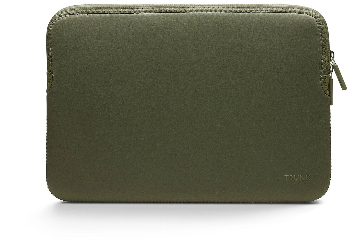 Trunk Neoprene Sleeve MacBook Pro/Air/Neo 13 – Duurzame Neopreenmix – Zacht en Pluchen Interieur – Wasbaar in Machine op 30 Graden - Groen