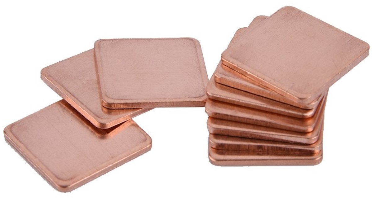 Allecto - Copper Heatsink Shim - 10pcs 20x20mm - Hoogwaardige Thermische Geleiding - 1mm Dikte - Geschikt voor GPU en CPU - Ideaal voor Laptops