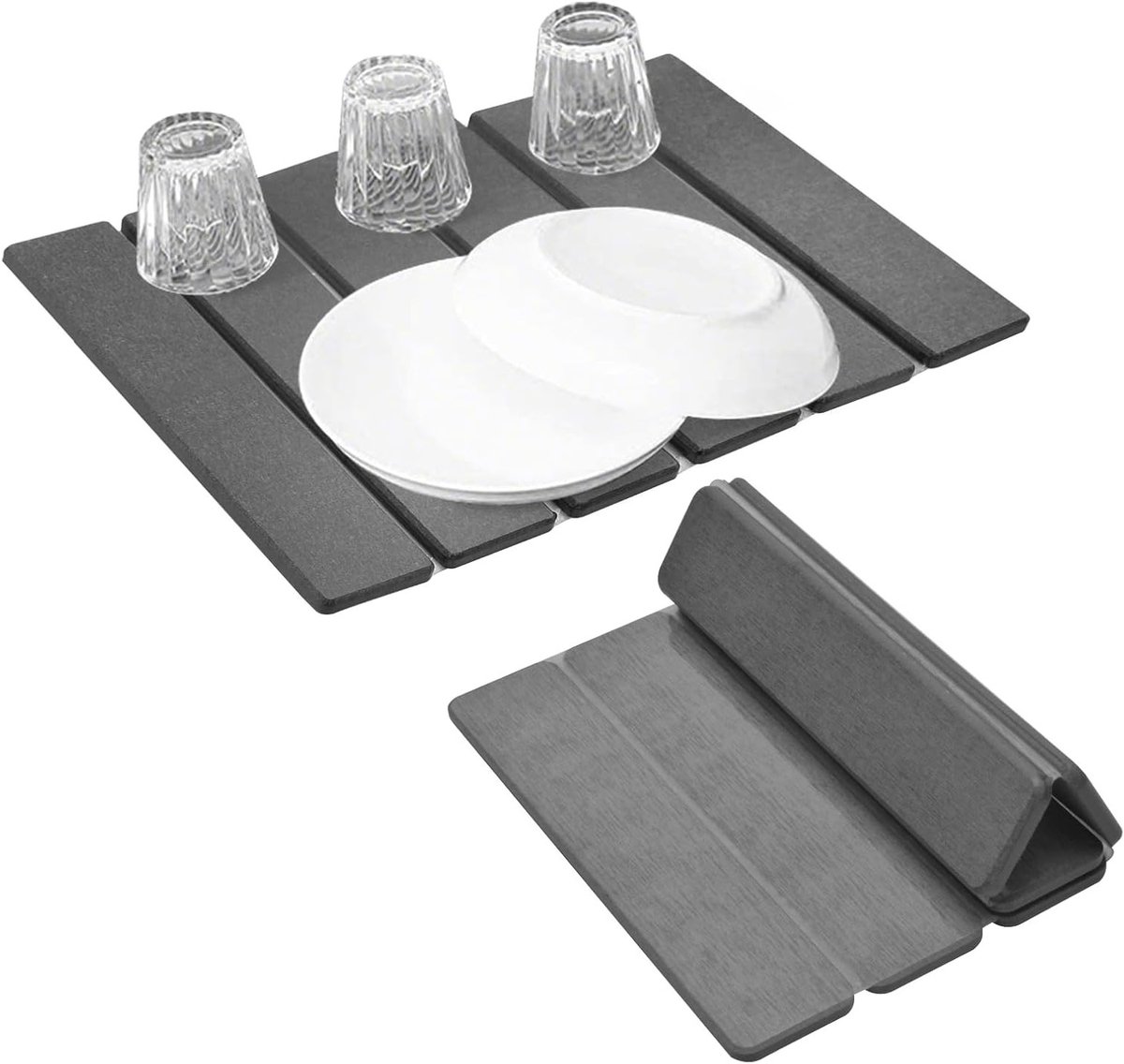 Waterabsorberende afdruipmat voor servies, 40 x 30 cm, antislip keukenmat voor snel drogen