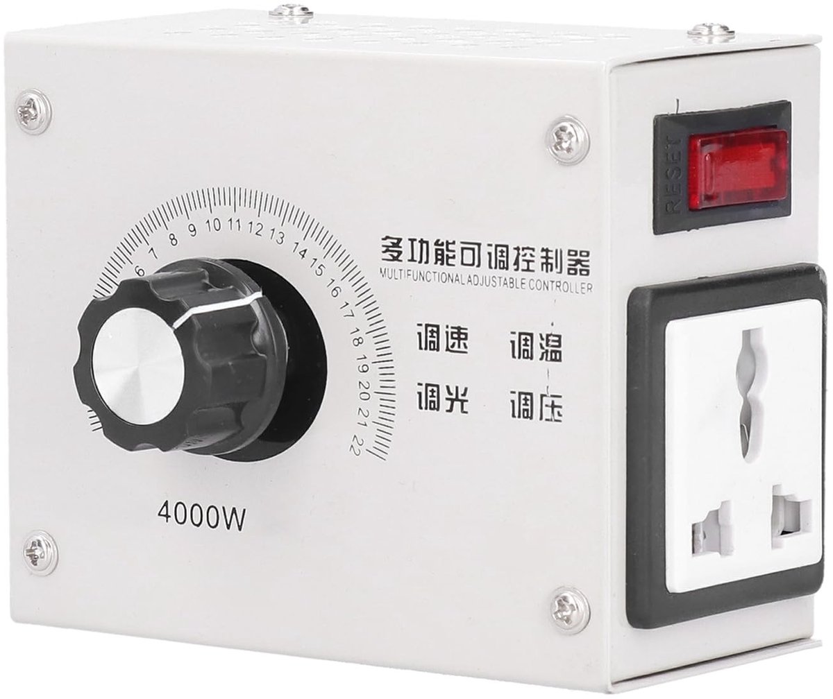 Dailygoody - Spanningsregelaar - Dimmer 4000 W - Hoge Temperatuur Bescherming - EU Plug - Thyristor Controller - Nauwkeurige Spanningsstabilisator - G