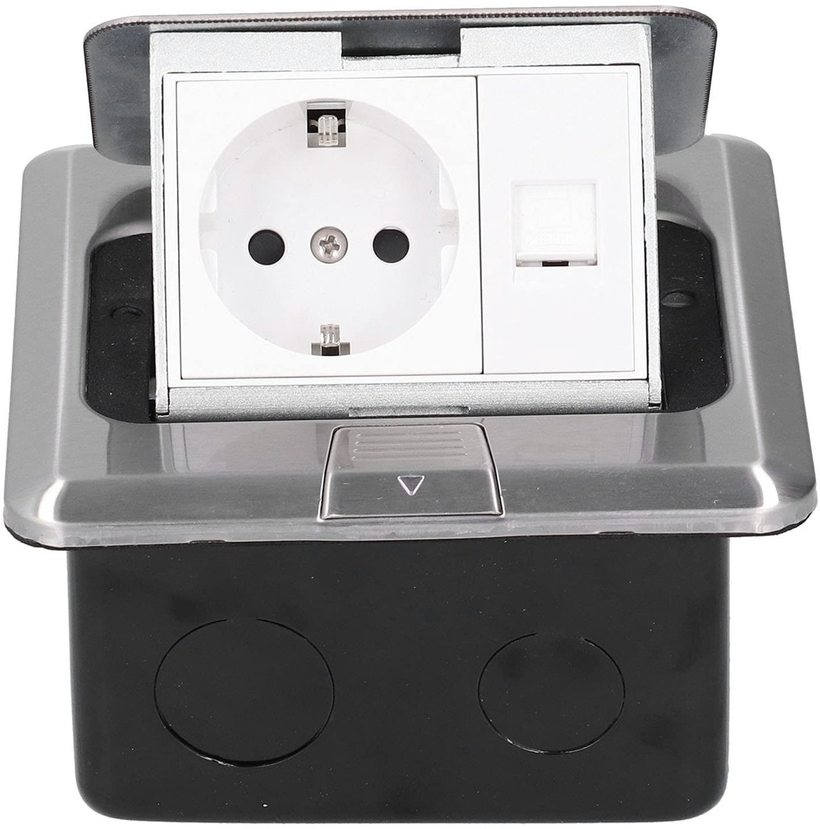 Dailygoody - Inbouwvloerstopcontact - Waterdicht - Voor keuken en kantoor - Met Ethernet - Energie- en dataverbinding - Hoogwaardige kwaliteit - Gesch