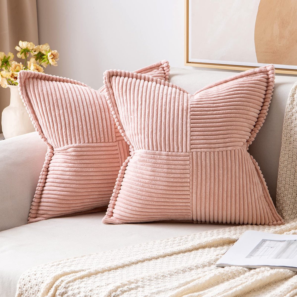 Dailygoods - Dailygoody - Kussenslopen - Corduroy - Zacht en stijlvol - Roze - Decoratieve kussenslopen - Perfect voor woonkamer en slaapkamer