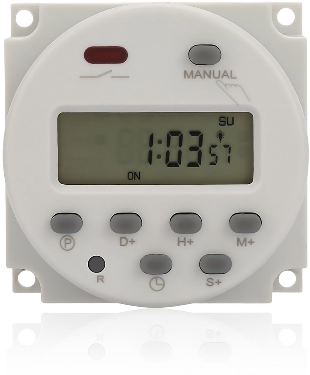 Dailygoods - Dailygoody - Mini Programmeerbare Tijdschakelaar - Automatische Timer - Digitale Wandmontage - 12V DC - In-/uitschakelen Elektrische Apparaten -