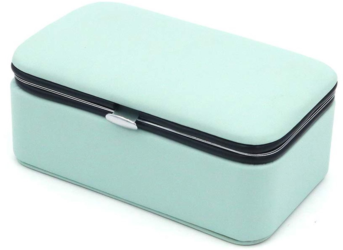 Dailygoods - Dailygoody - Blauwe Sieradenbox - Faux Leather Organiser voor Ringen, Oorbellen en Kettingen