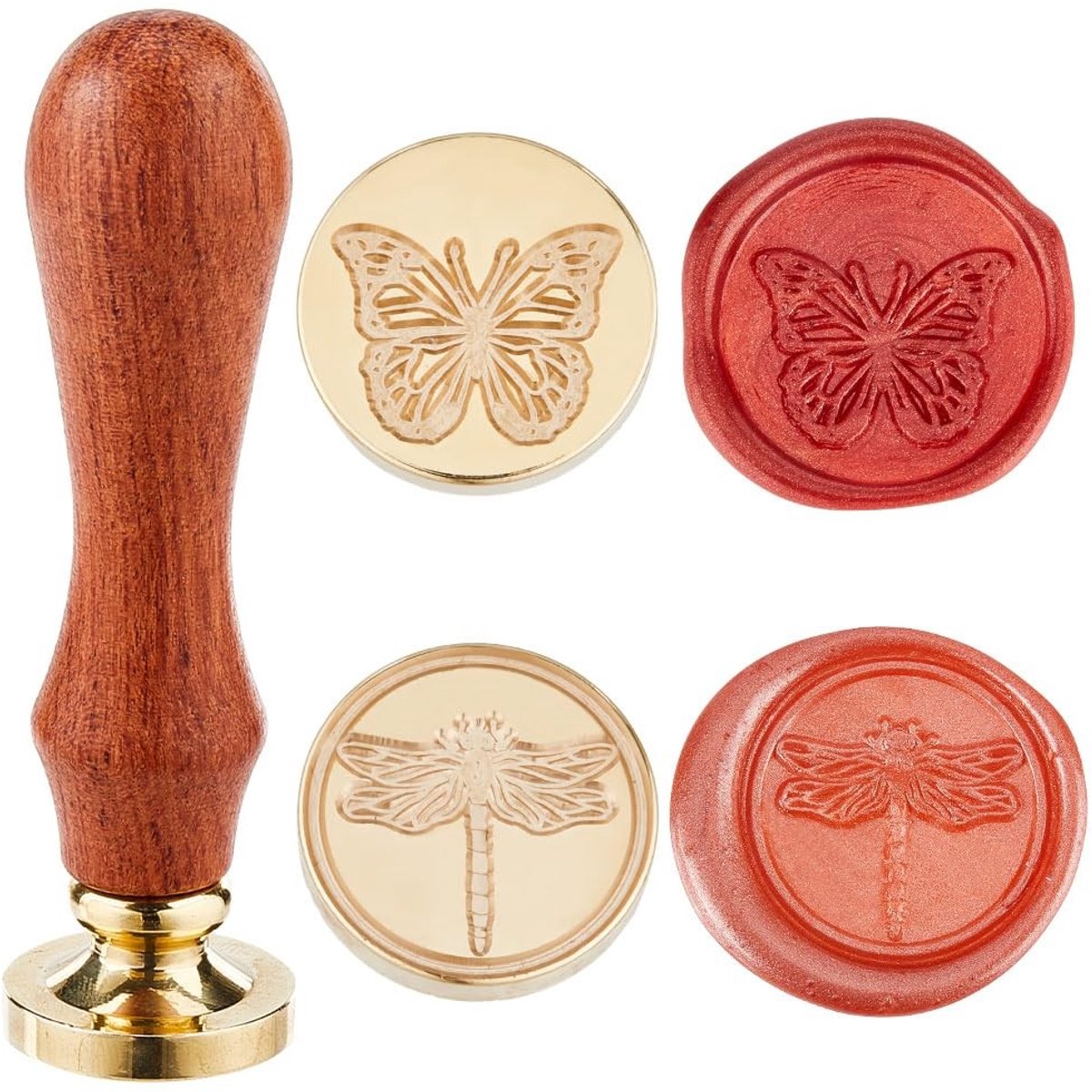 Dailygoods - Dailygoody - Vlinderlibelle - Waszegel Stempelset - 25 mm - Houten Handvatten - Bruiloft Enveloppen - Uitnodigingen Decoratie