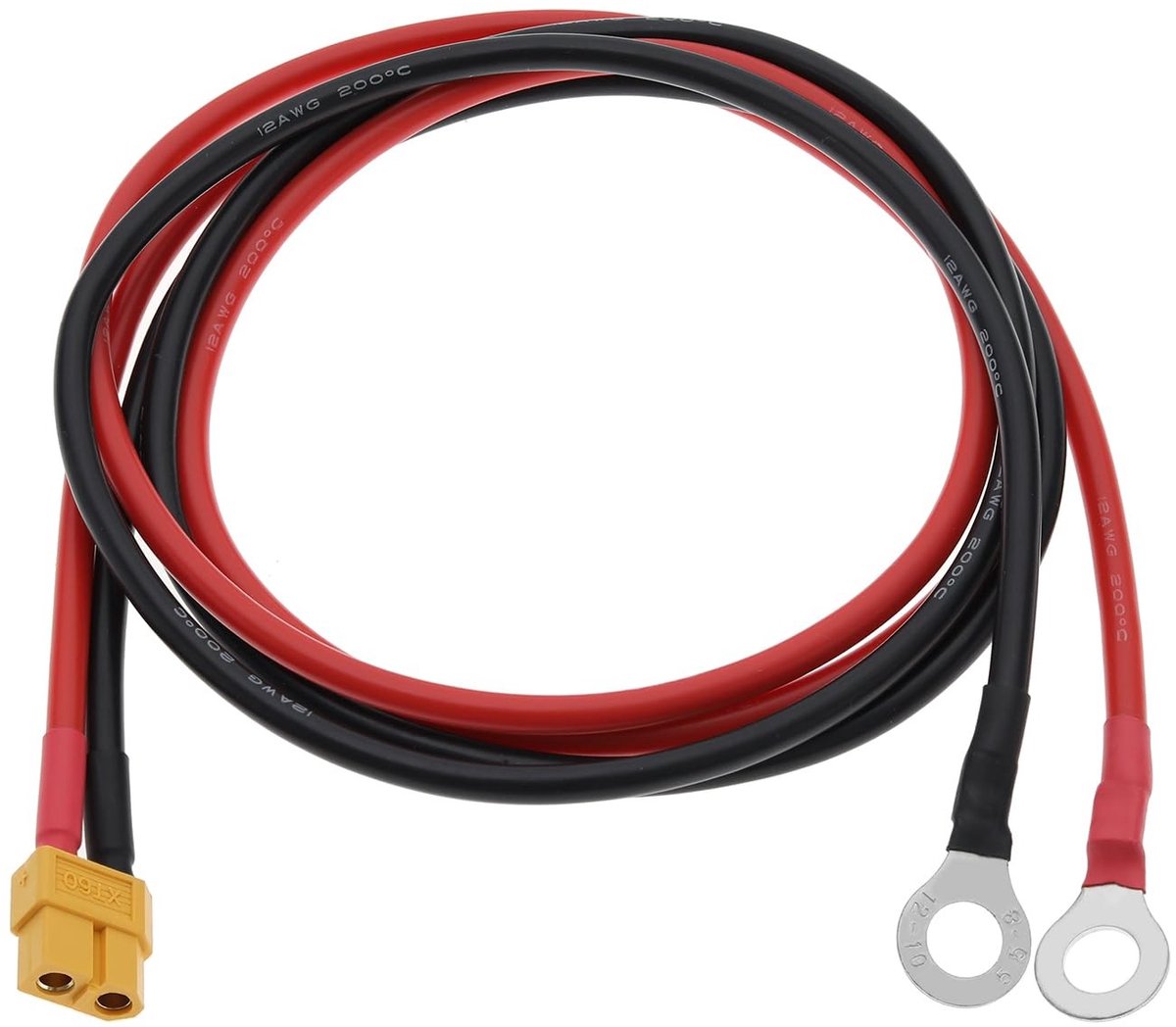 Dailygoods - Dailygoody - XT60 naar O Ring Terminal Kabel - Verbindingsdraad voor Drone - 1 meter - 12AWG - Geschikt voor Vliegtuigen en Speelgoed - Zwart en Rood