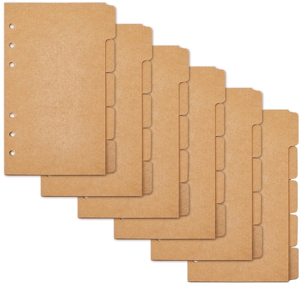 Dailygoody - Kraftpapier Mappen - Scheidingsbladen - Indexpagina voor Notitieboeken - Burlywood - Tabbladen - 30 Vellen A6 voor Organisatie