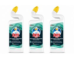3 x WC-Ente Biologisch Afbreekbare Formule Toiletreiniger Kustenbos 750 ml - 35% Oceaan Plastic Fles - Hygienisch Schoon