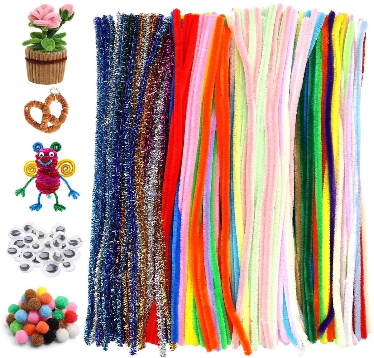 400 Stuks Chenille Pijpenragers in 47 Kleuren, Creatieve DIY Knutselset voor Decoraties en Ambachten
