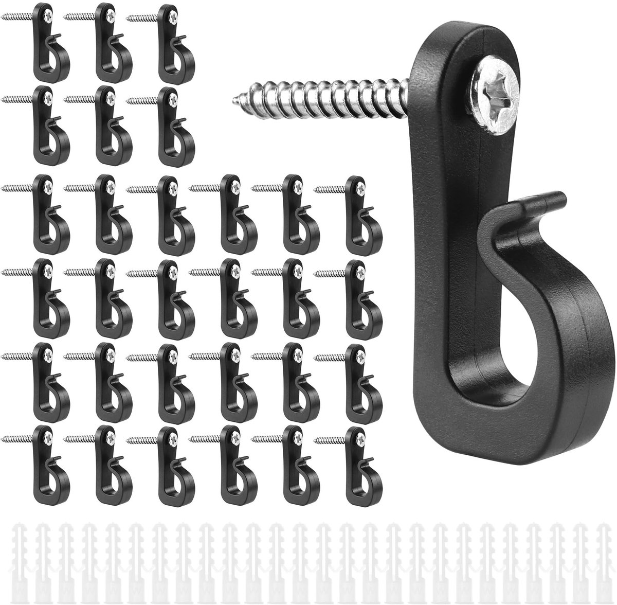 Dailygoods - Dailygoody - Q Pendants - Screw Hooks - Windproof en roestvrij - 30 Stuks - Geschikt voor kerstverlichting - Voor buitengebruik - Maximaal 20 kg