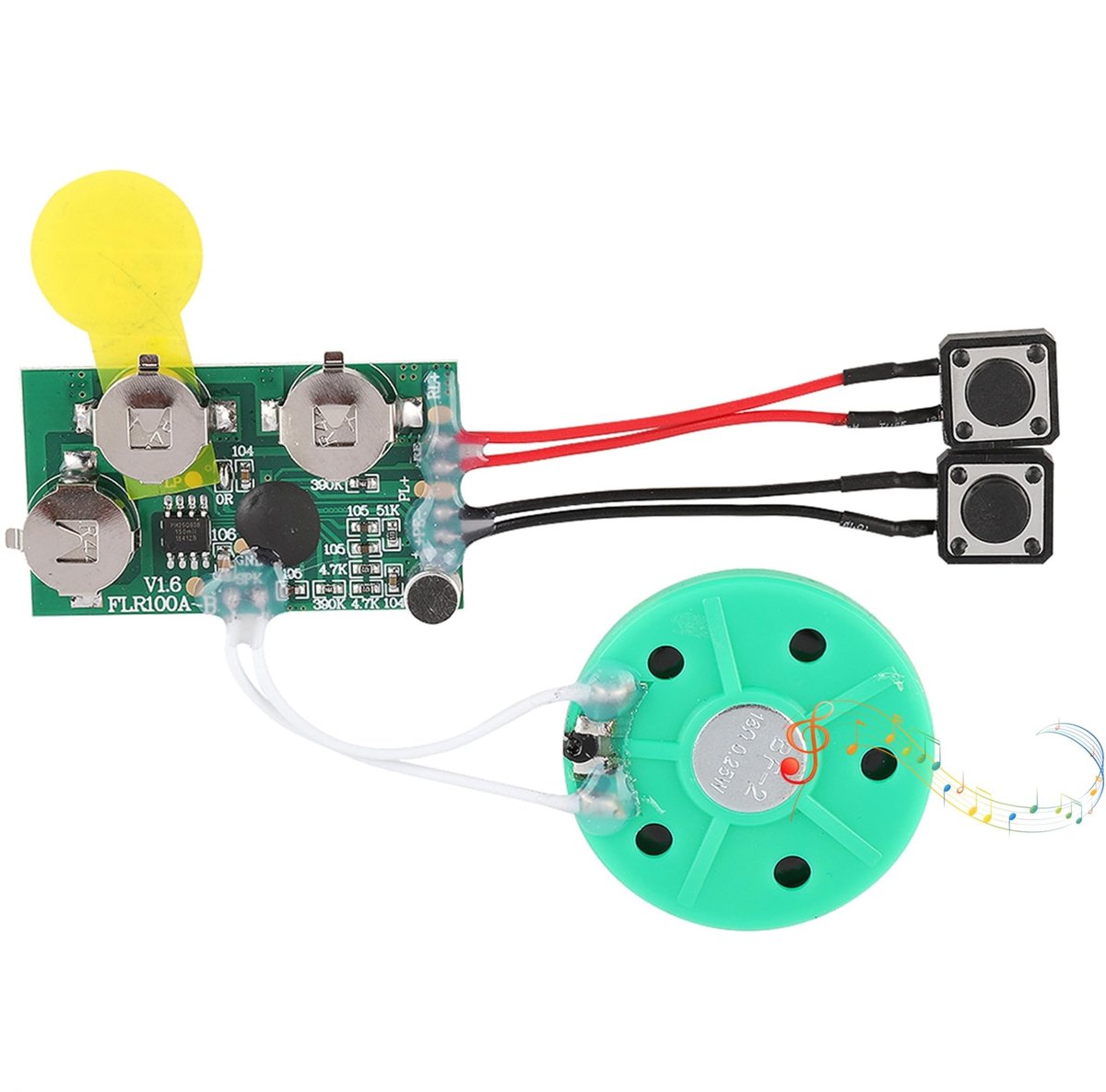 Dailygoods - Dailygoody - Spraakmodule - Doe-het-zelf Wenskaarten - 120 Seconden Muziekgeluid - Compact - Voice Recorder - Voor Creatieve Groeten - Geschikt voor W