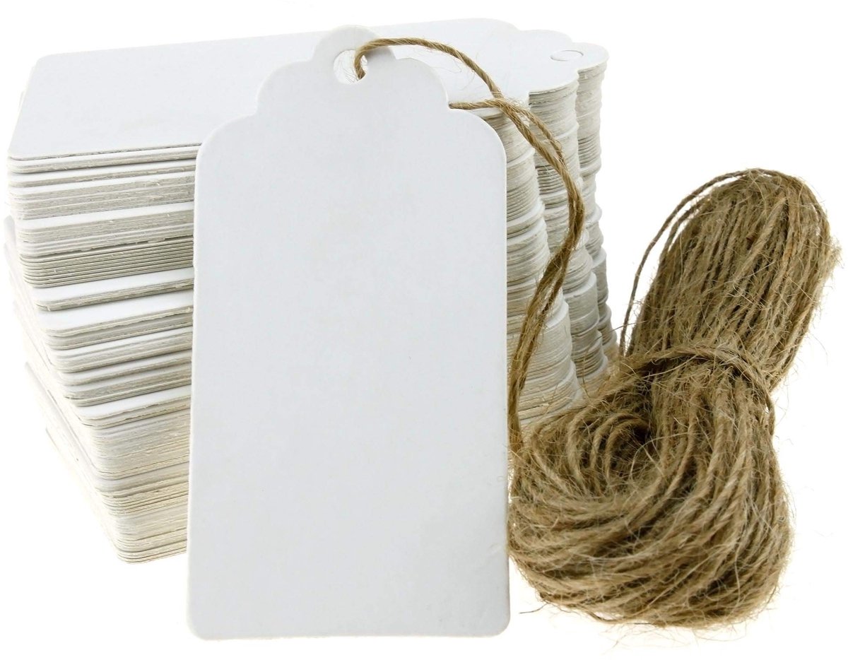 Dailygoods - Dailygoody - Kraft Papier Tags - Gift Tags - 100 stuks - Wit - DIY Wish Cards - Geschikt voor Bruiloften en Cadeaus