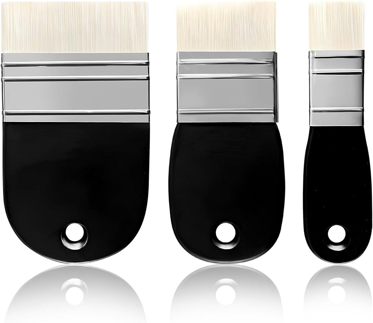 Set van 3 Brede Verfkwasten voor Acrylverf - Herbruikbare Nylon Kwasten in 3 Maten voor Schilderen en Kunstprojecten