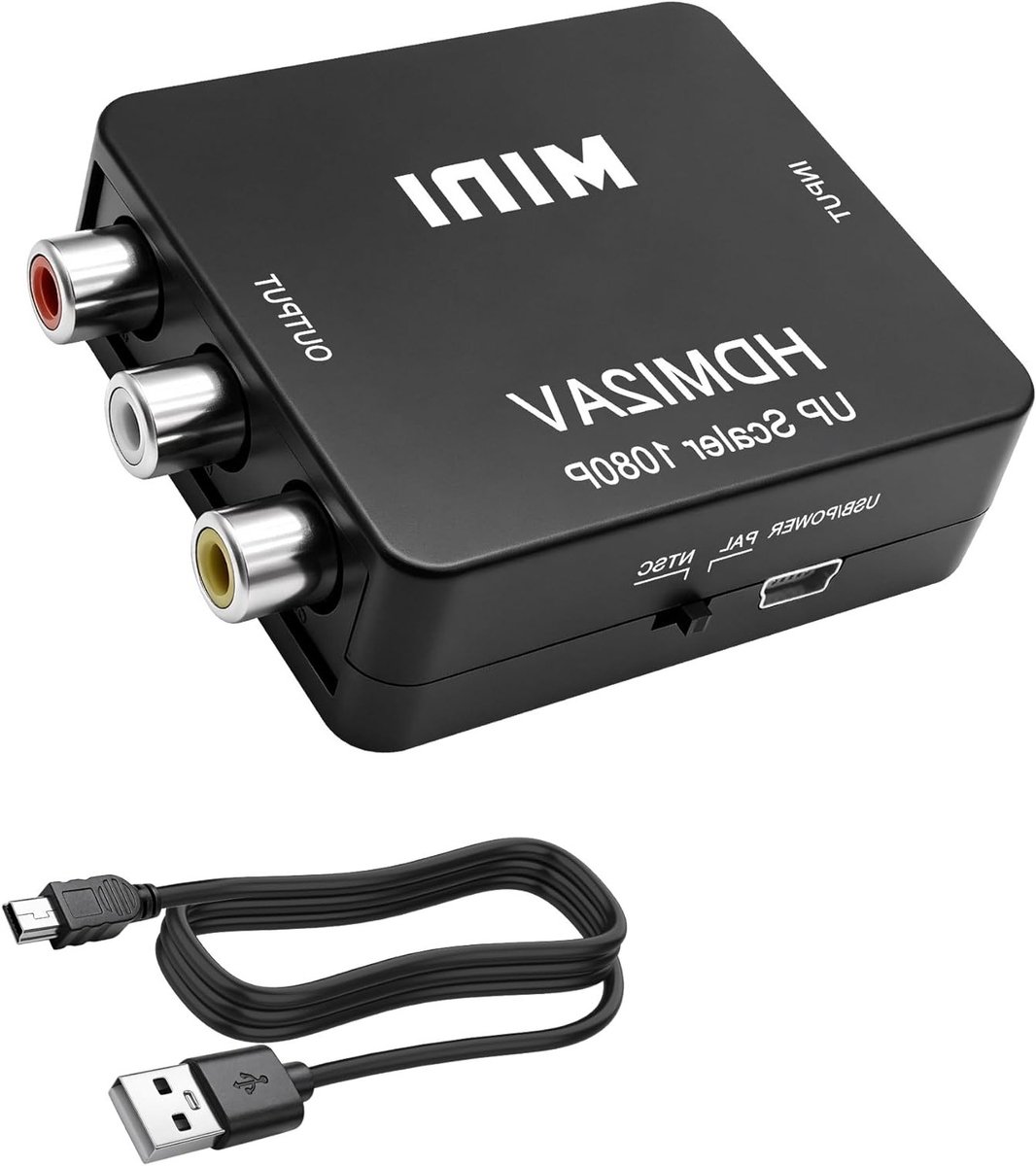 HDMI naar RCA Converter 1080P Uni-Direction, AV HD Audio Video Converter voor TV, Laptop en PC, Ondersteunt PAL/NTSC (Zwart)