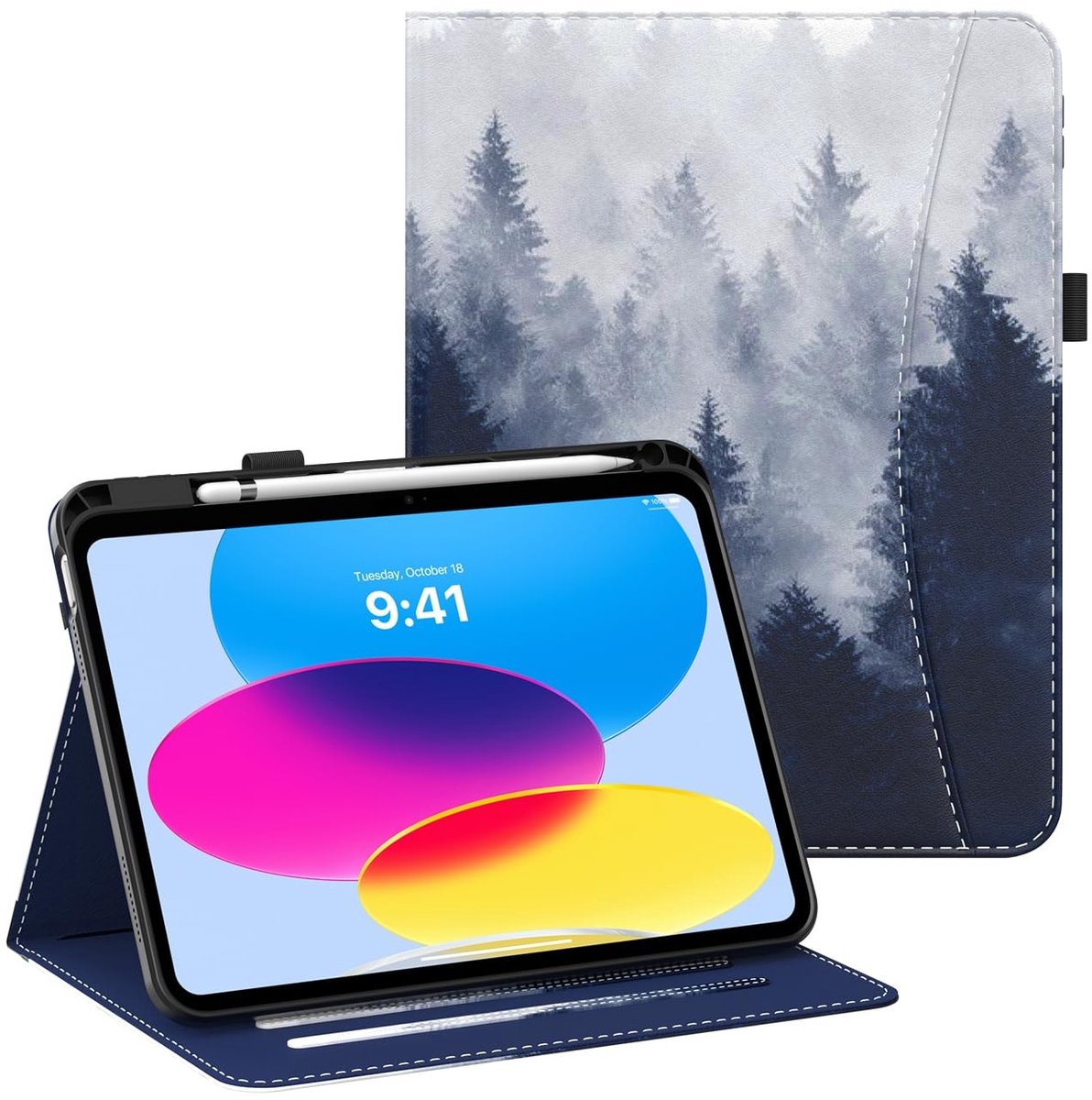 Dailygoods - Dailygoody - Hoesje voor iPad 10e generatie - Hoes 10,9 inch - Multi-kijkhoek met potloodhouder - Grijs - Zachte TPU-handriem - Geschikt voor iPad 1