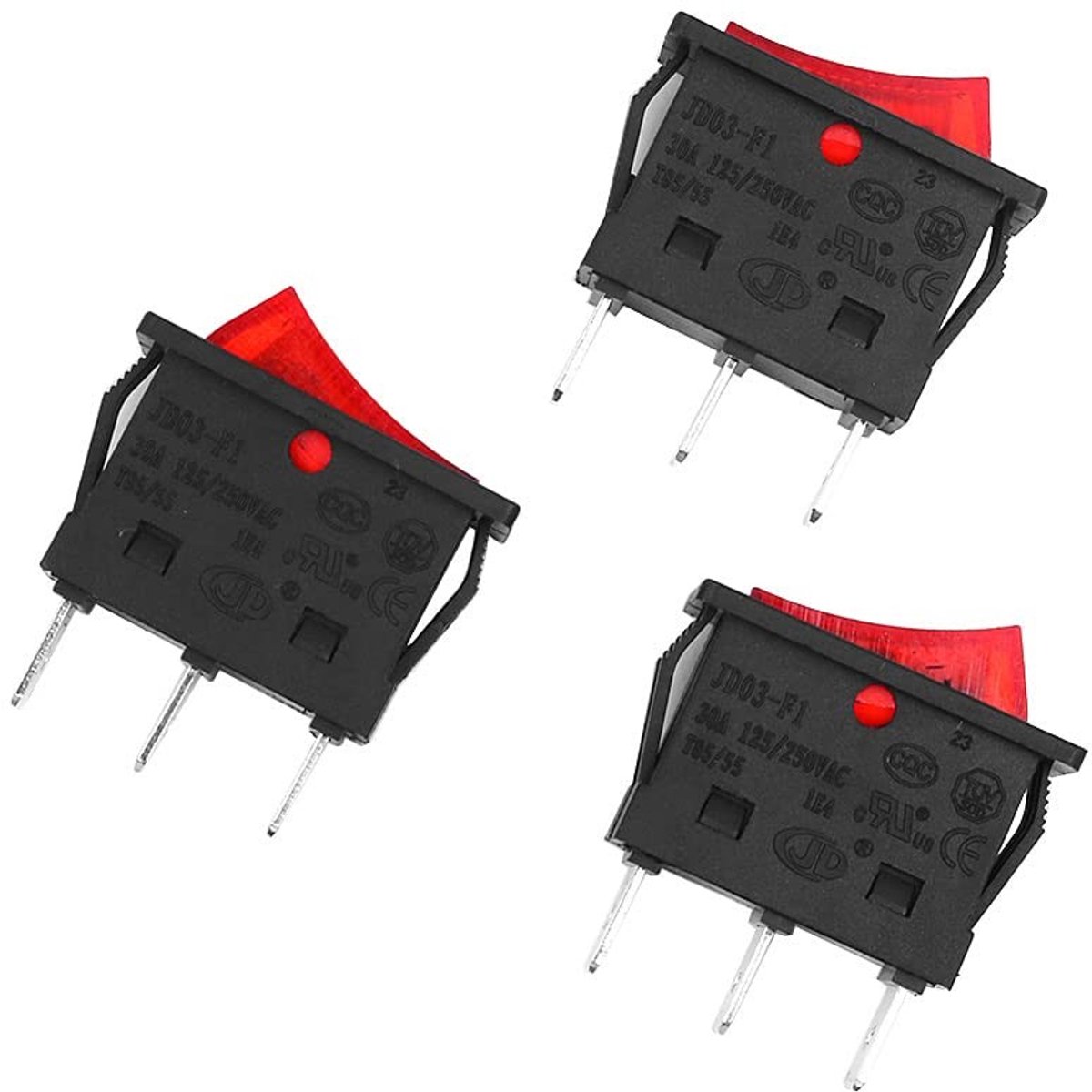 Dailygoods - Dailygoody - Tuimelschakelaar - Waterdicht - Rood - 3-pins aan/uit - Controlelampje - Geschikt voor boot - 30 A, 250 V/125 V