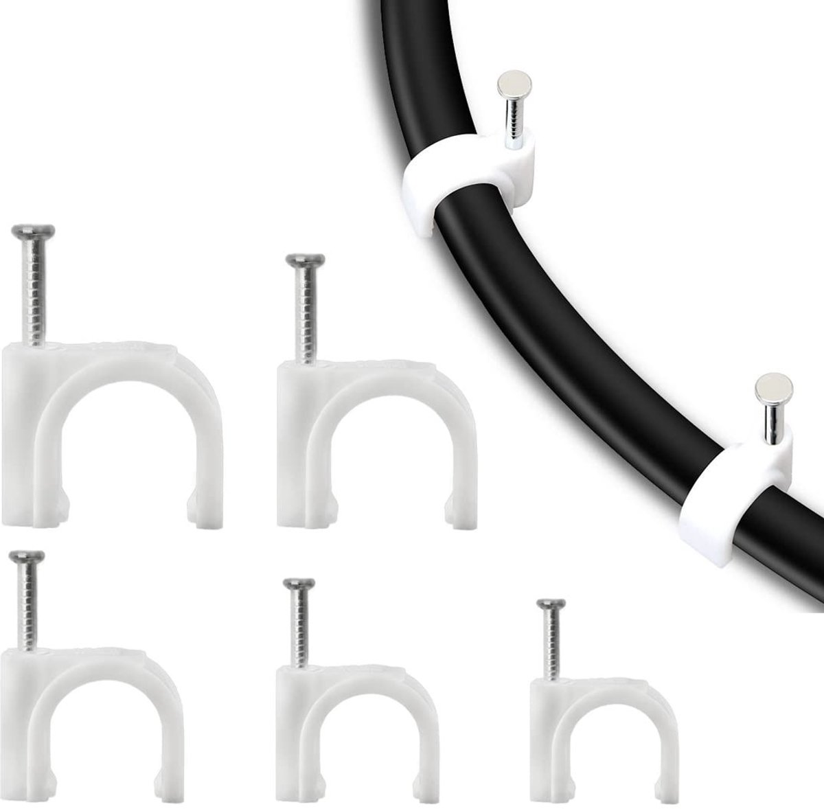 Dailygoods - Dailygoody - Kabelklemmen - Zelfklevende clips - Praktische set van 100 - Voor het organiseren van kabels - Ideaal voor ledlampen, USB-kabels en meer