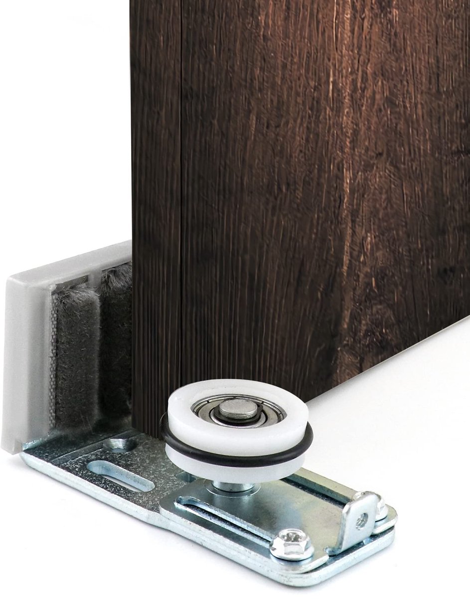 Dailygoods - Dailygoody - Vloergeleiding voor Schuifdeur - Krasvaste Wieltjes - Duurzaam Roestvrij Staal - Zilver - Ondersteuning voor Schuifdeuren - Geschikt voor...