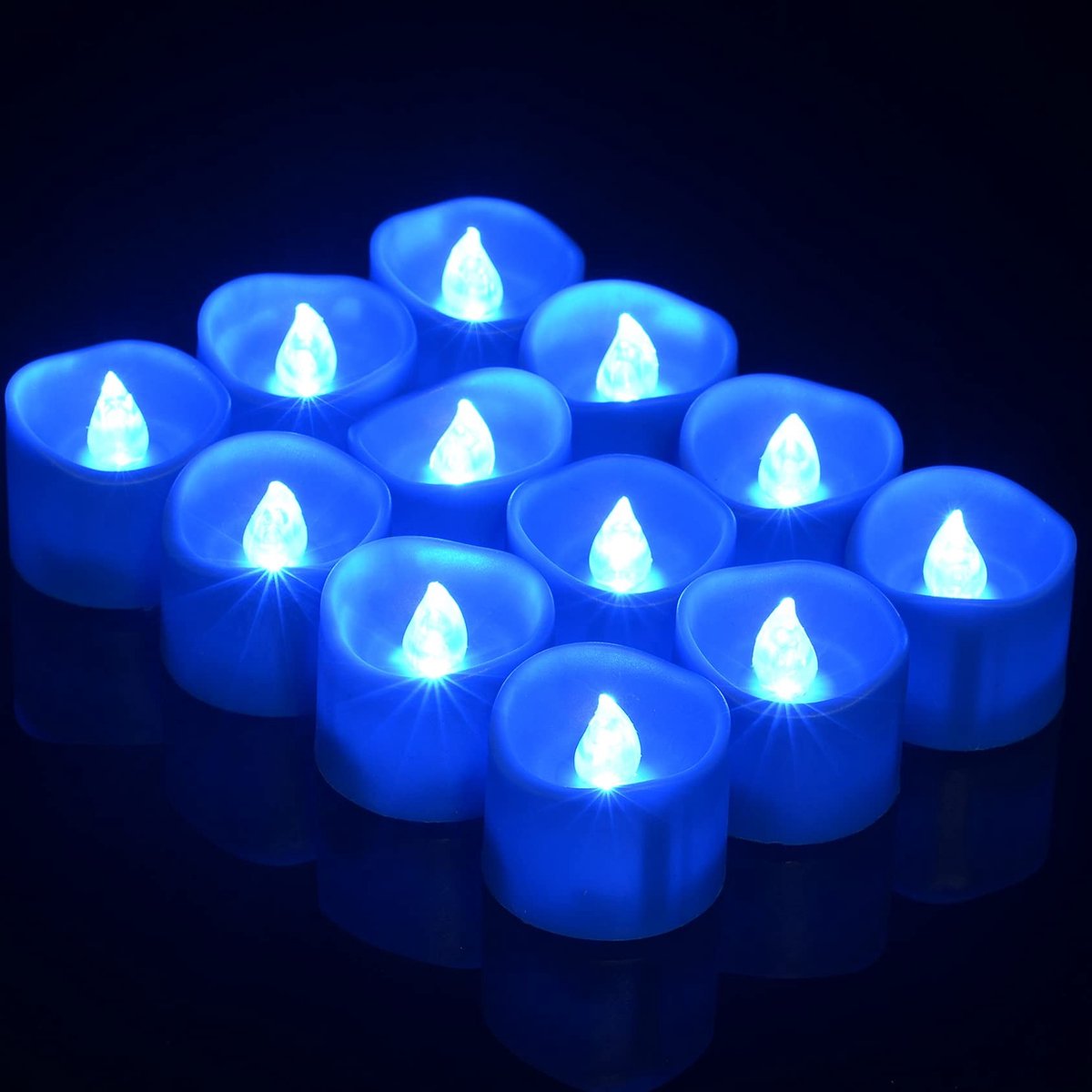 Dailygoods - Dailygoody - Led-kaarsen - Flikkerende vlamloze theelichtjes - Eenvoudig te bedienen - Blauw - Decoratie voor thuis - Bruiloft en feest