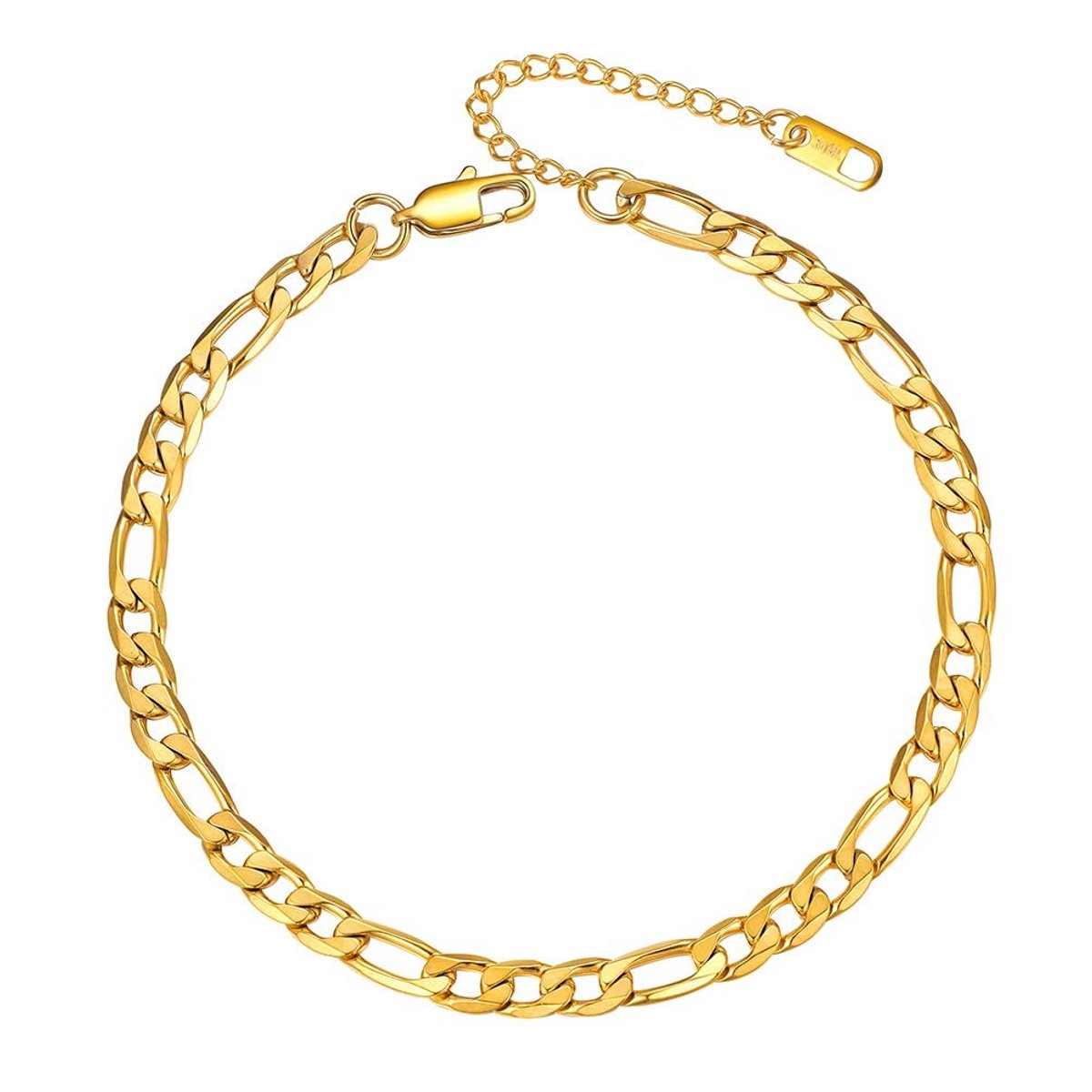 Dailygoods - Vergulde Enkelband voor Dames met Figaro-ketting