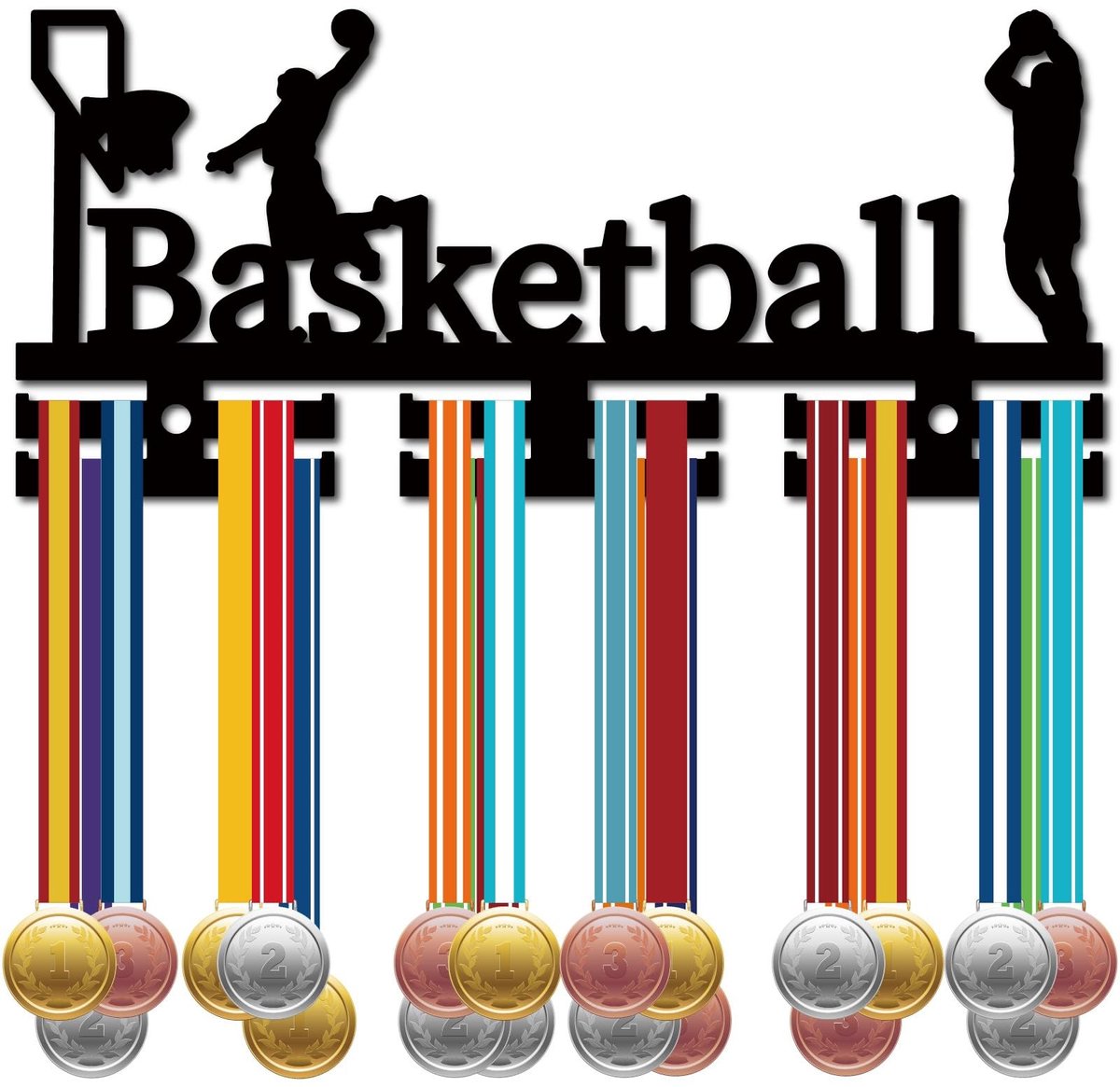 Dailygoods - Dailygoody - Medaillehouder - Basketbal - Acryl display - 11,4 x 29x13cm - Sportprijzen rek - Geschikt voor atleten - Basketbal kleur