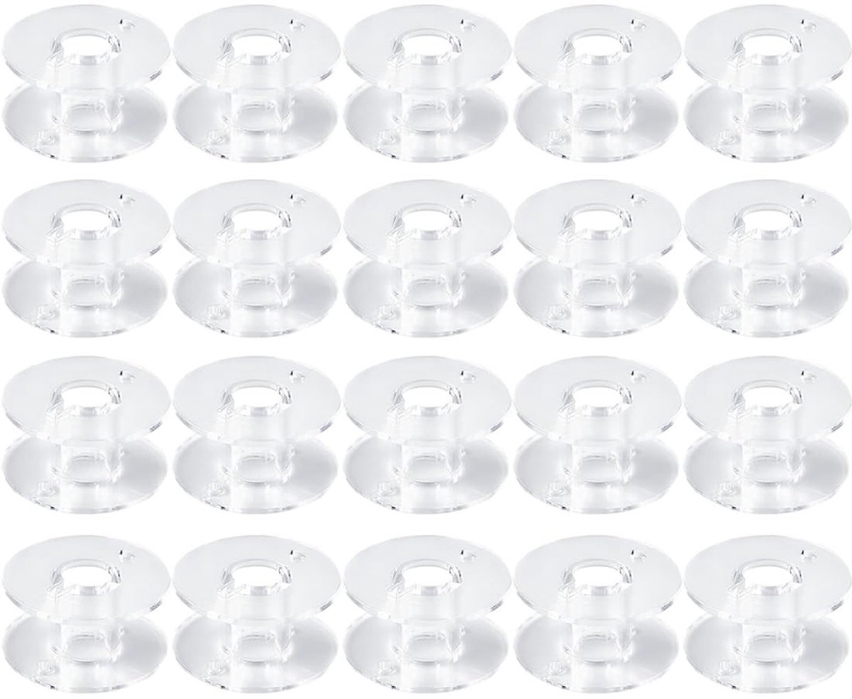 Dailygoods - Dailygoody - 20 stuks spoelen - Naaien - Universeel - Kunststof - Transparant - Geschikt voor naaimachines - Compact formaat