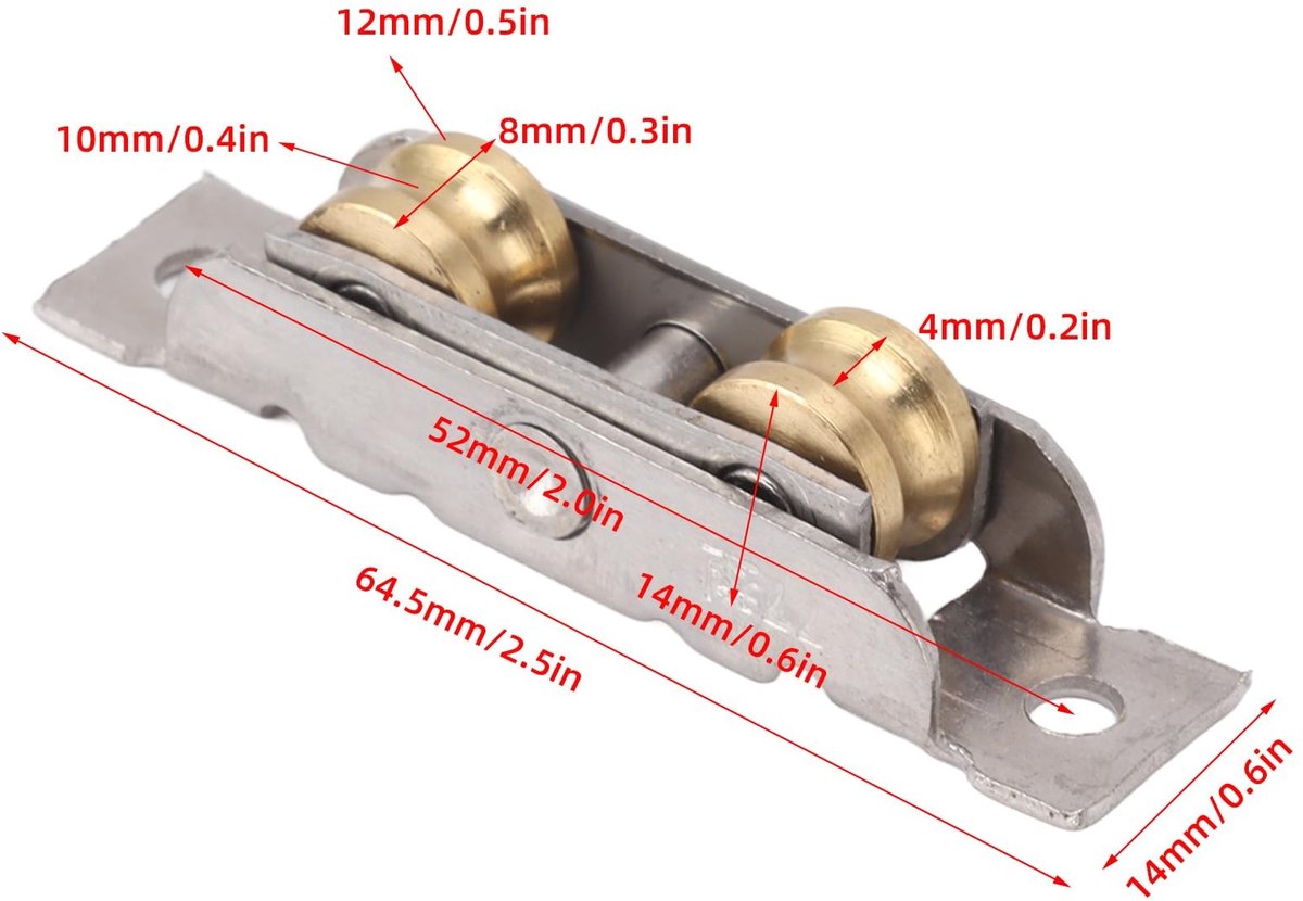 Dailygoods - Dailygoody - Sliding Door Roller Set - 4PCS vervangende stalen wielen - Perfect voor glijdende deuren - Duurzaam en stevig - Eenvoudige installatie -