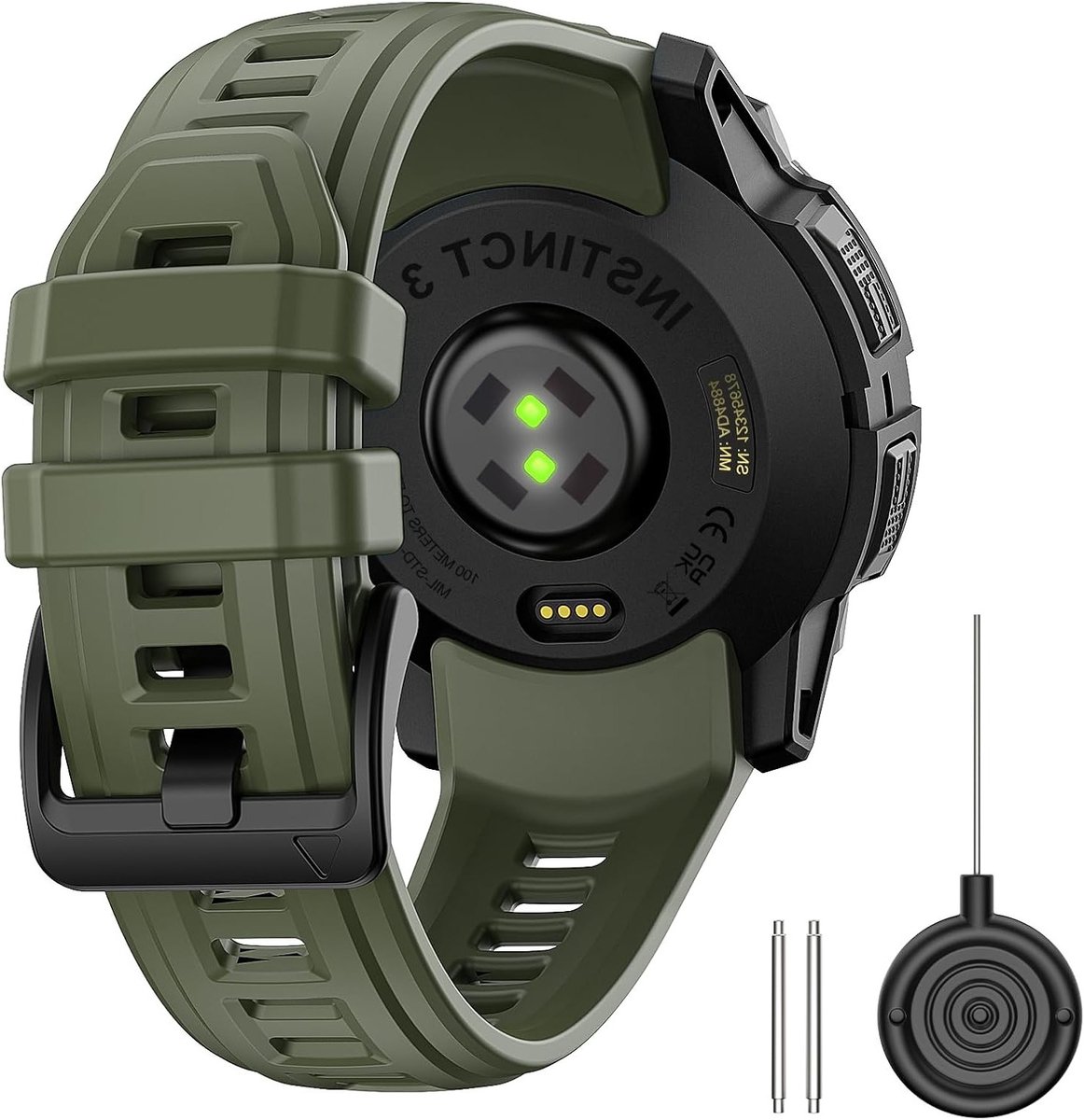 Duurzaam 22 mm siliconen horlogebandje voor Garmin Instinct 3 Solar en AMOLED, ademend, waterdicht en comfortabel vervangend bandje voor sportieve mannen en vrouwen