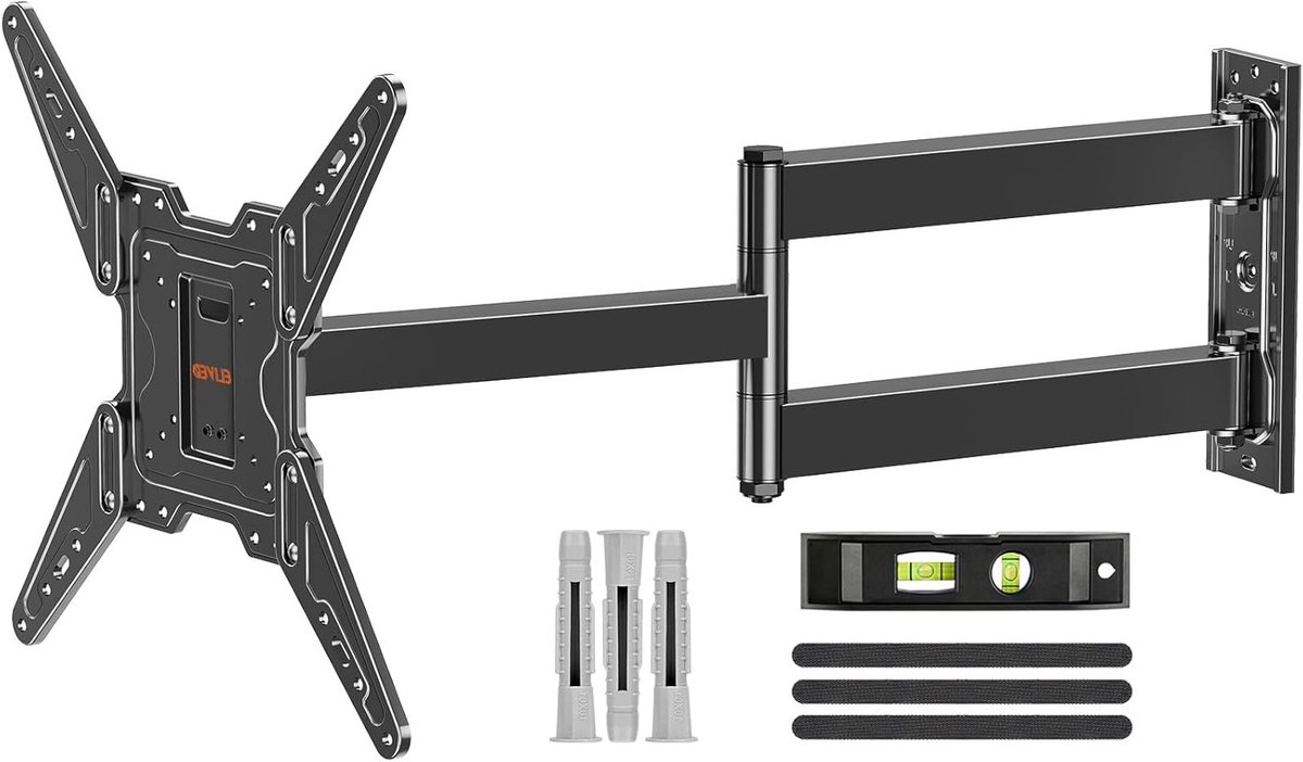 Langwerpige TV Wandbeugel met 797mm Arm voor 26-65 Inch TV's, Zwenk- en Kantelbare Full Motion Beugel, Hoekmontage tot 45kg en VESA 400x400mm