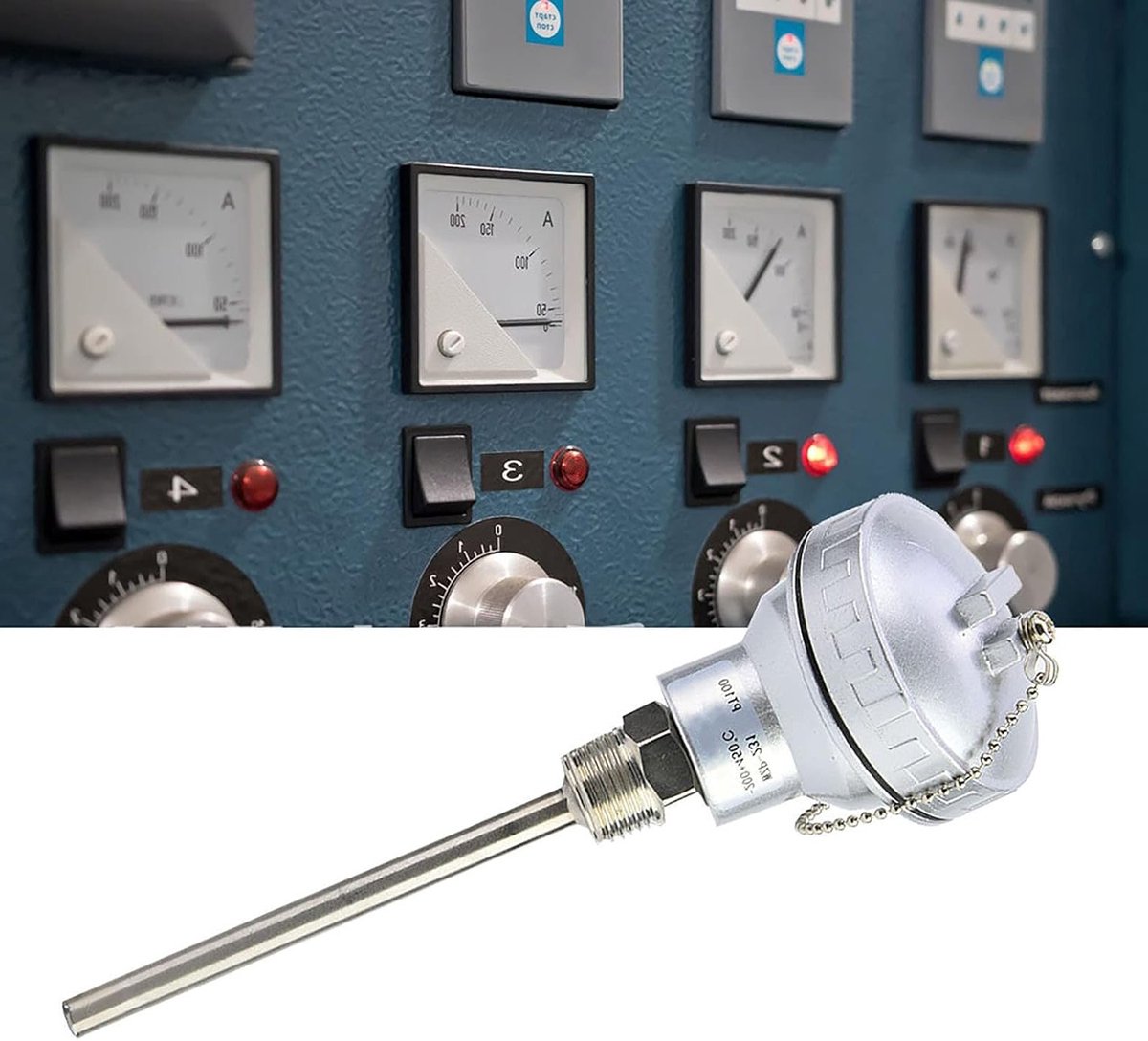 Temperatuursonde met PT100 Sensor, 1/2" NPT Draad, RVS, Bereik -200 tot 460°C, Precisie en Betrouwbaarheid