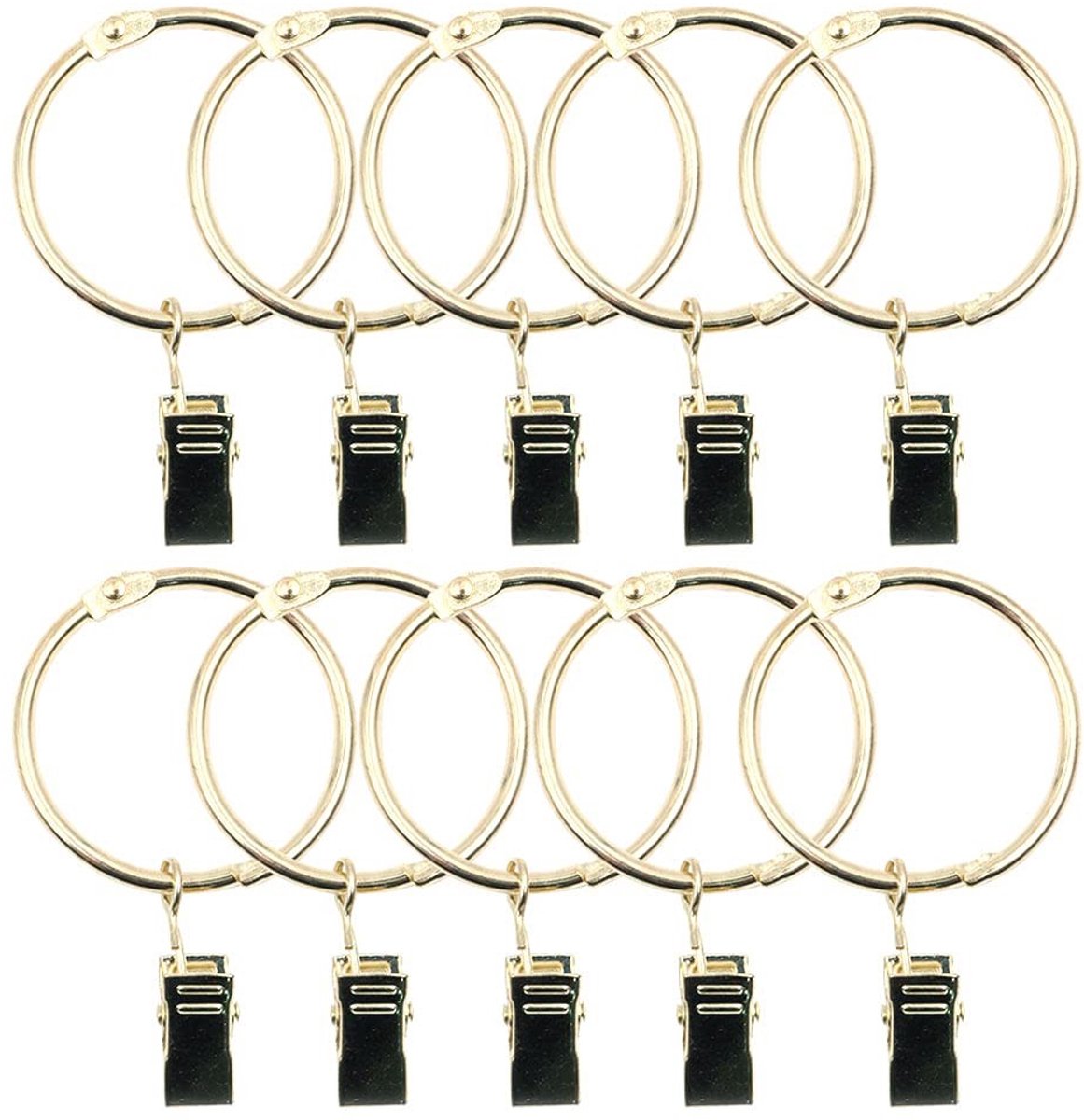 Dailygoods - Dailygoody - Gordijnenringen - Roestvrij staal - Goud - Met clips - 40 stuks - Geschikt voor gordijnen - 1,5 inch