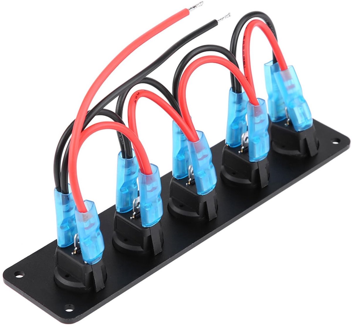 Dailygoods - Dailygoody - 5 Gang Rocker Switch Panel - Blauwe LED - Voor Auto en Boot - Geschikt voor Trailer - Betrouwbare Schakelaars - Ideaal voor Elektronica