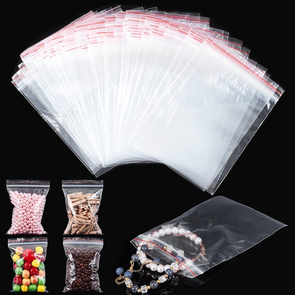 Dailygoods - Dailygoody - Ritszakken - Rits sluiting - 100 stuks - 15x10cm - Herbruikbare opslagzakken - Duurzaam plastic - Geschikt voor verpakking - Wit