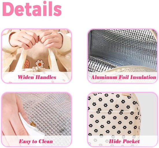 Picknicktas - Koeltassen - Lunchtas - Isolatie - Handvat Riem - Koeltas - Lunch Bag - Geïsoleerde - voor werk, school, picknicks en buitenactiviteiten - 26x18x21 cm - 10 Liter - Wit — afbeelding 5