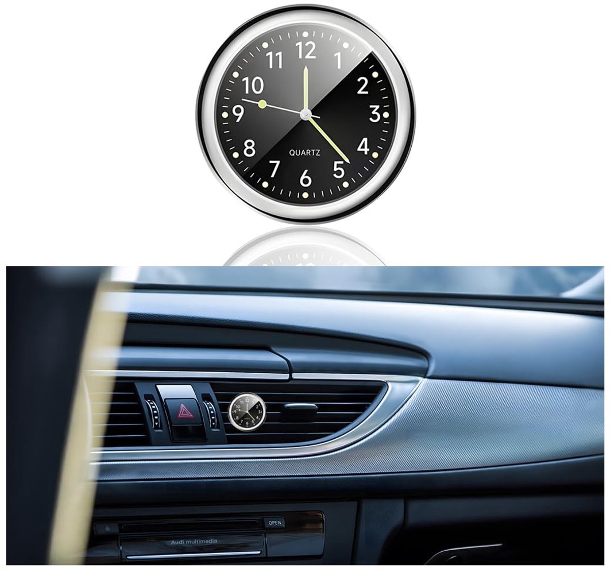 Dailygoods - Kwartsklok voor Auto met Dashboard Bevestiging