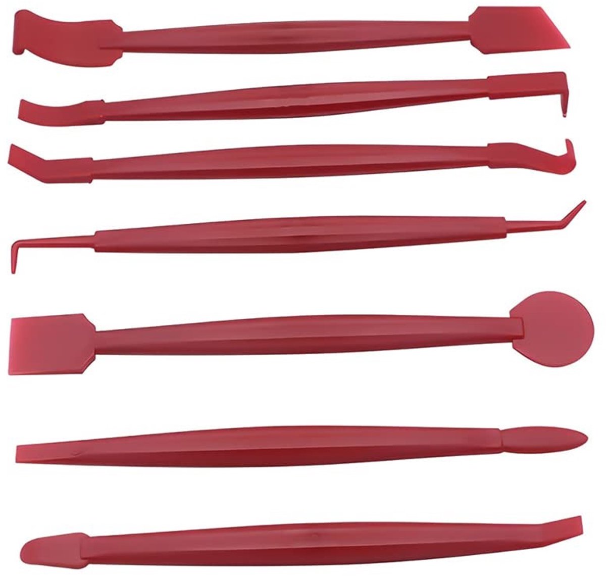 Dailygoods - Dailygoody - Auto Wrap Edge Trim Rakel - Folie Gereedschap Set - 7 Stuks - Rood - Vinyl Wikkelgereedschap - Handig voor Autofolieren - Mini Gereedscha