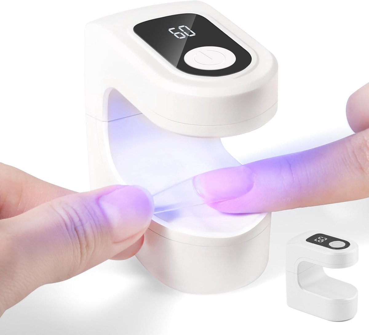 Mini Nagellamp - LED Display - Oplaadbaar LED Lamp Nagels - Draagbare UV Nageldroger - Lamp Gelnagels - Nagellak Droger - Nail Art Accessoires -Snel uithardende mini-nagellamp - Voor salonnagelkunst DIY thuis - 6*5cm - Wit