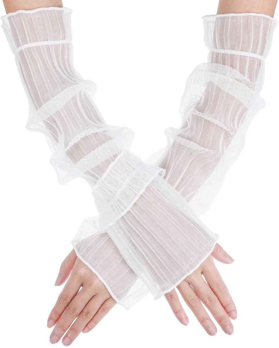 Dailygoods - Lange Mesh Handschoenen voor Vrouwen in Wit