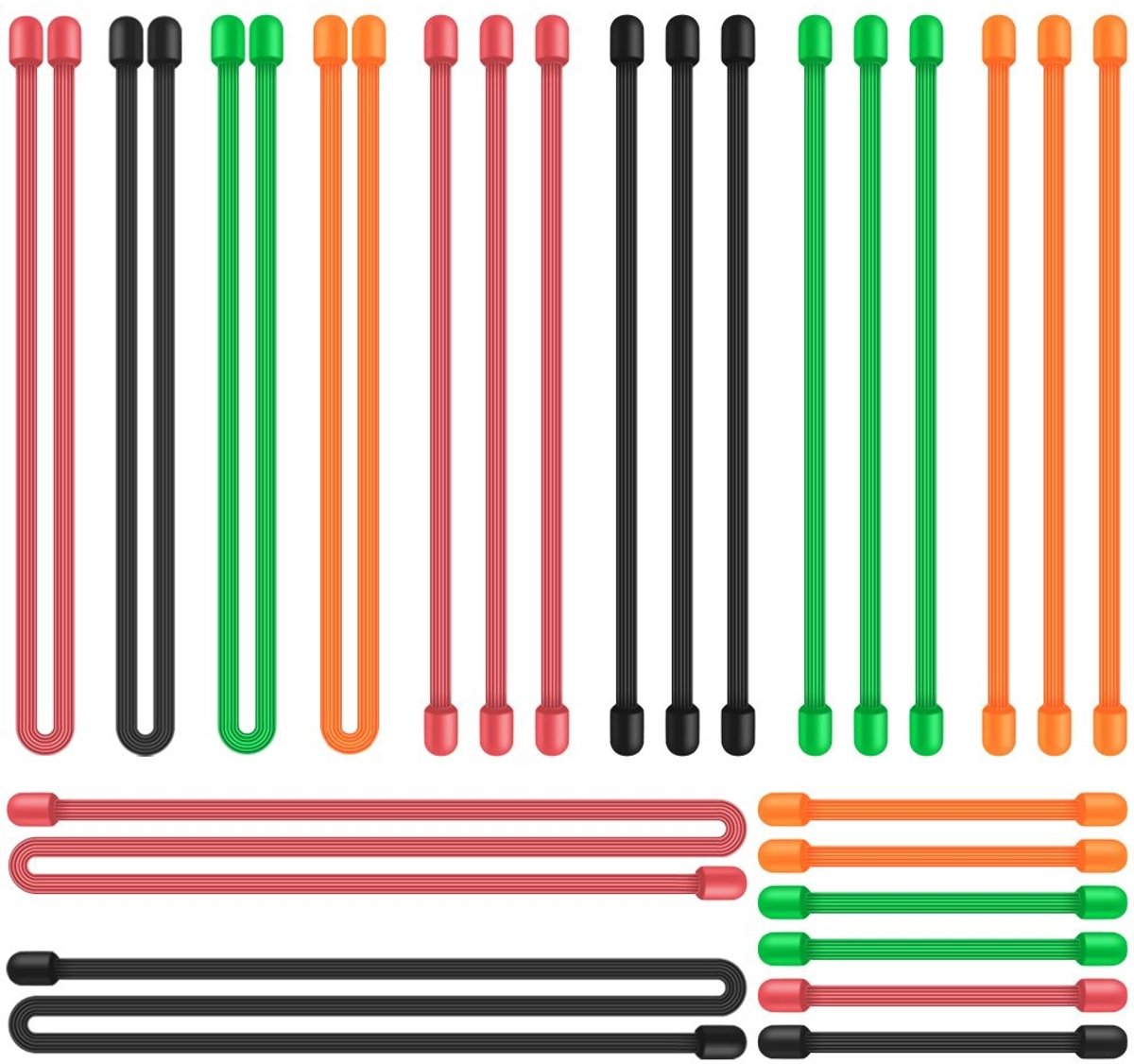 Dailygoods - Dailygoody - Herbruikbare Kabelbinders - Siliconen Twist Ties - 24 Stuks - Multifunctioneel - Koordbeheer - Verschillende Kleuren