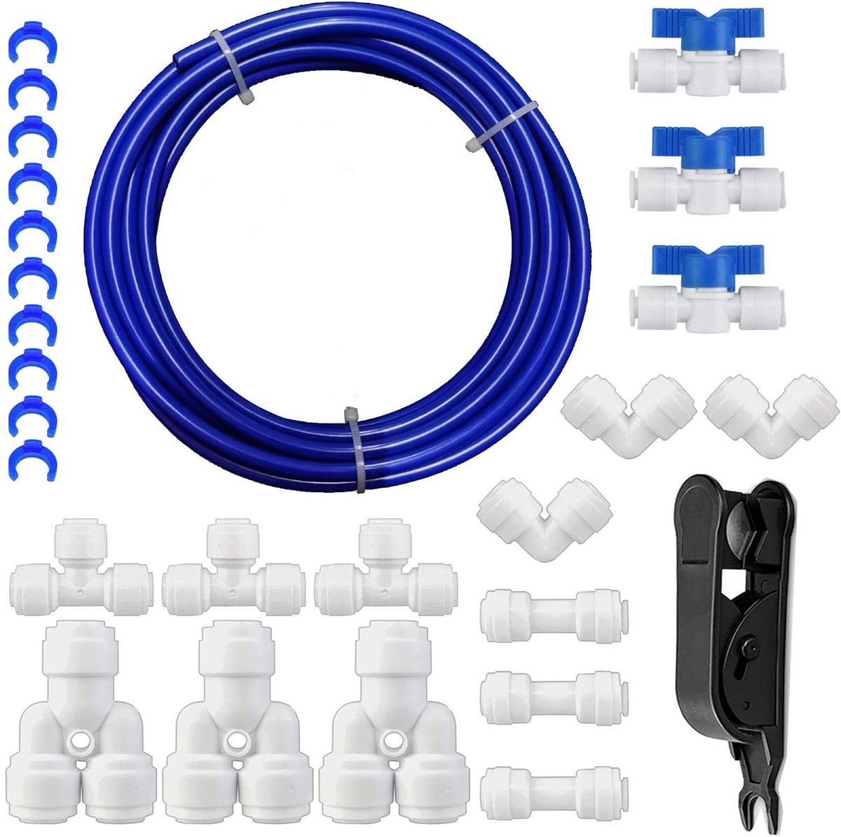 Dailygoods - Dailygoody - Universele Aansluitset - RO Waterfilter - Eenvoudige Installatie - Marineblauw - Koelkastslang - 10 Meter - Geschikt voor Slangen